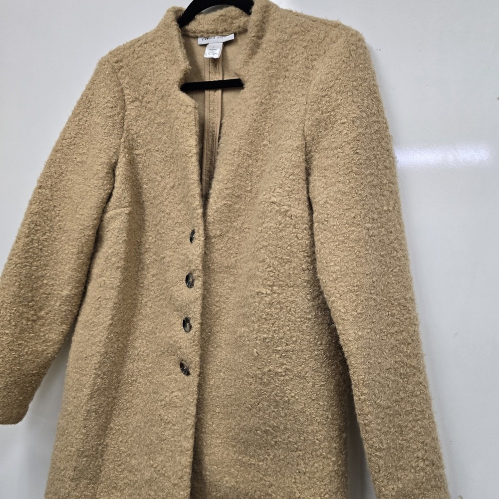 Carol Wren Cozy Women's Button down Sweater Jacket‎ Large Khaki Beige - Picture 4 of 9
